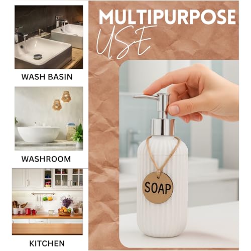 Haristar Liquid Soap Dispenser|Sanitizer Dispenser, Lotion, Shampoo Dispenser | Handwash Bottle for Kitchen | Soap Dispenser for Wash Basin | 300 MLL (Granite White, Pack of 1) - Image 4