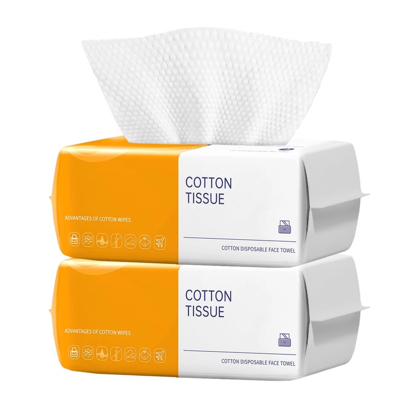 KUKEO 2 Pack Face Towels Disposable,100 Count Ultra Thick Disposable face towels Facial Wash Cloth for Sensitive Skin, Face Clean Towels, Lint- free Facial Tissue - Image 1