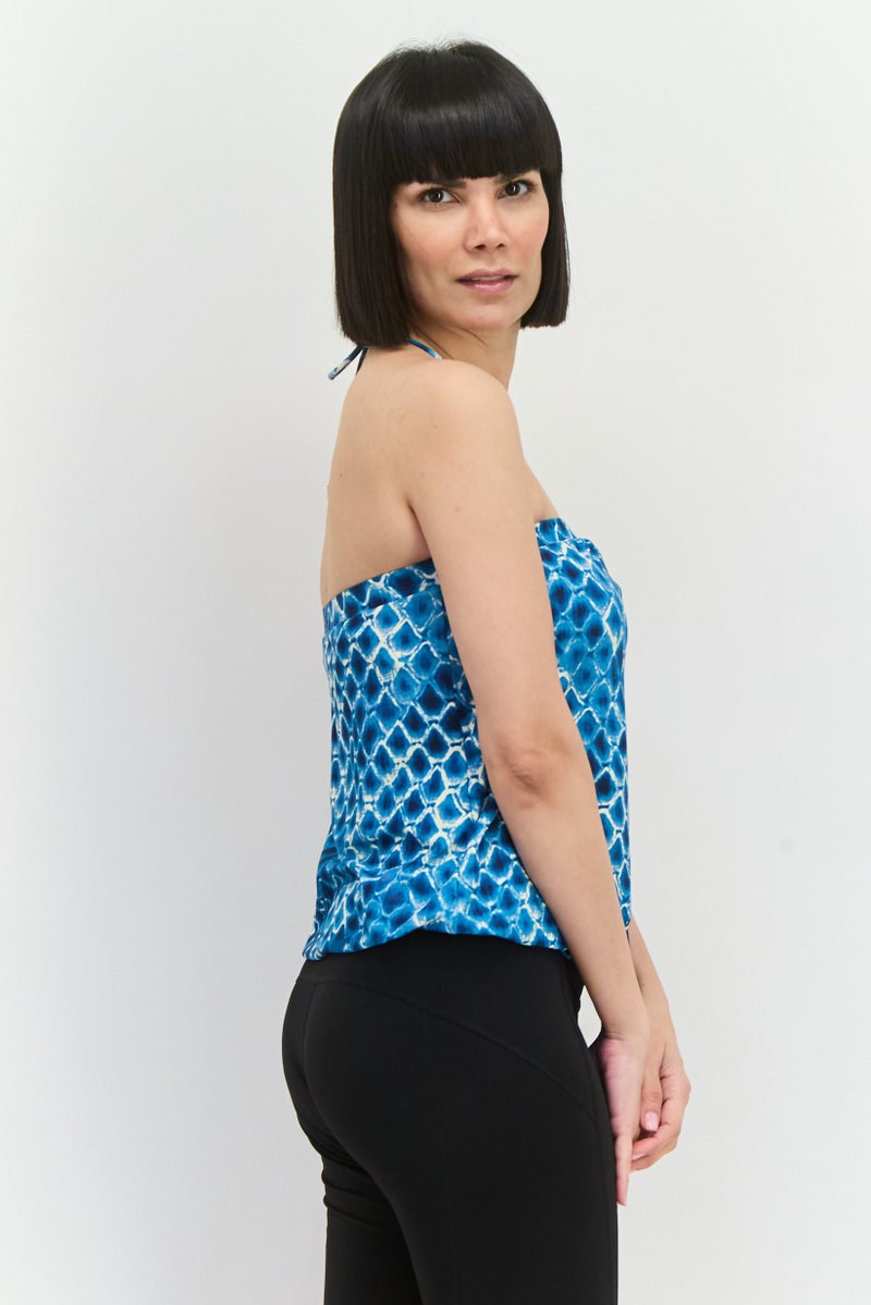 VINCE CAMUTO Women Halter Neck Allover Print Sleeveless Top, Multicolor - Image 3