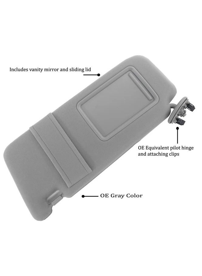 Generic - Pair Sun Visor Left Driver Right Passenger Side Compatible with 2007 2008 2009 2010 2011 Toyota Camry (Standard)(Grey) - Image 1
