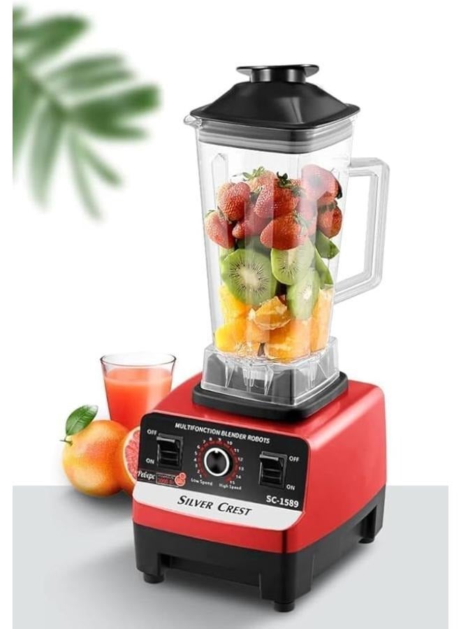 SILVER CREST Juicer Mixer Blender   Smoothie Maker 2L Containers Steel Blades Ice Crush Function Multi Mill Grinder Chopper Countertop Food Blender Accessories mixer grinder juicer machine food processors[Sc-1589] - Image 4