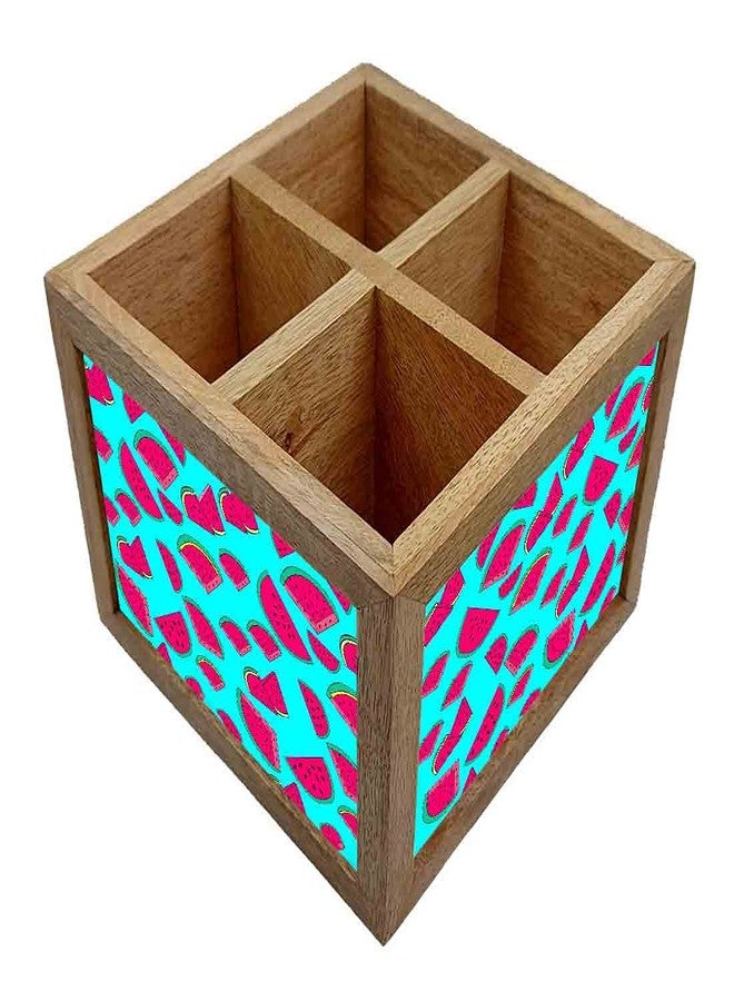 Nutcase Wooden Cutlery Stand Holder Silverware Caddy Spoons Forks Knives Organizer for Dining Table & Kitchen -Made in India-Spoons NOT Included - Watermelon Slice - Image 3