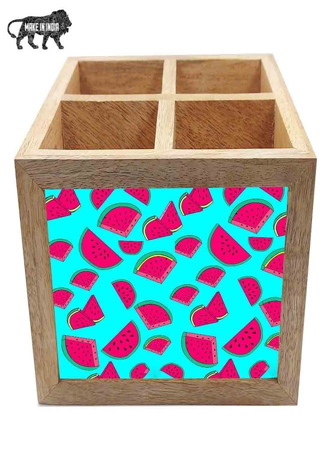 Nutcase Wooden Cutlery Stand Holder Silverware Caddy Spoons Forks Knives Organizer for Dining Table & Kitchen -Made in India-Spoons NOT Included - Watermelon Slice - Image 5