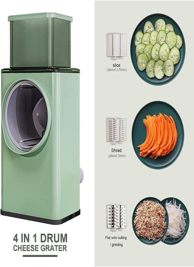Rylan Rotary Vegetable Slicer - Round Mandoline Slicer, Grater, Shredder Salad Maker - Large Feed Port - Suction Base - Cutter For Vegetable, Fruit, Cookie, Oreo, Nuts-