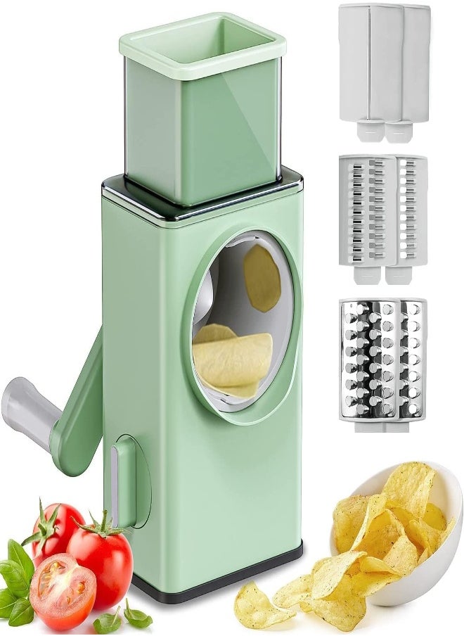 Rylan Rotary Vegetable Slicer - Round Mandoline Slicer, Grater, Shredder Salad Maker - Large Feed Port - Suction Base - Cutter For Vegetable, Fruit, Cookie, Oreo, Nuts-