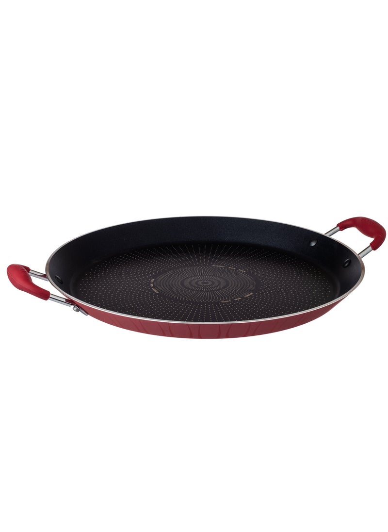 mister cook - A Two-Handed Non-Stick Aluminum Frying Pan With A Heat-Resistant Handle, Red/Black - Image 1