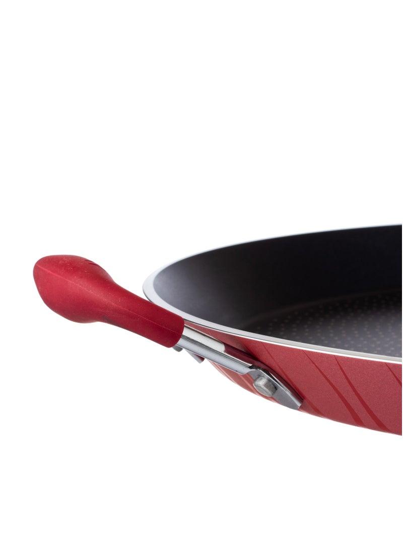 mister cook - A Two-Handed Non-Stick Aluminum Frying Pan With A Heat-Resistant Handle, Red/Black - Image 1