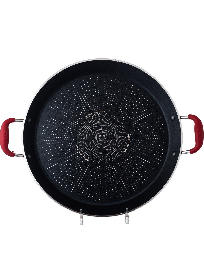 mister cook - A Two-Handed Non-Stick Aluminum Frying Pan With A Heat-Resistant Handle, Red/Black - Image 1