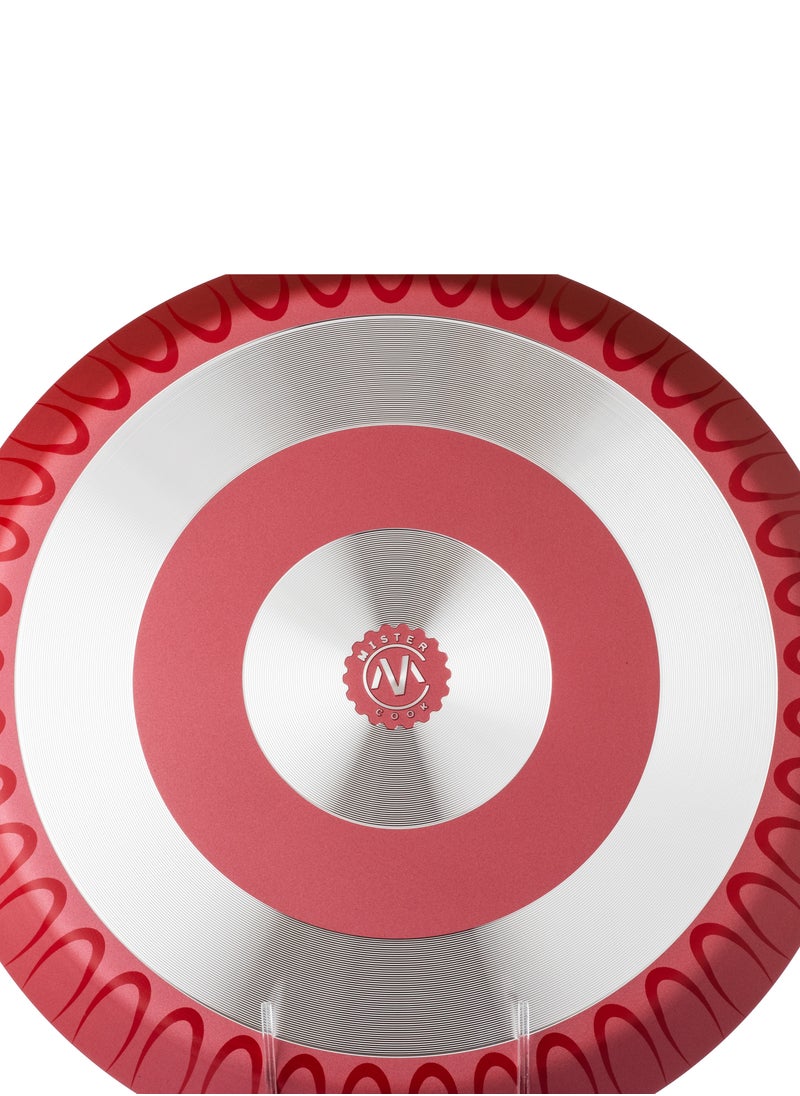 mister cook - A Two-Handed Non-Stick Aluminum Frying Pan With A Heat-Resistant Handle, Red/Black - Image 1