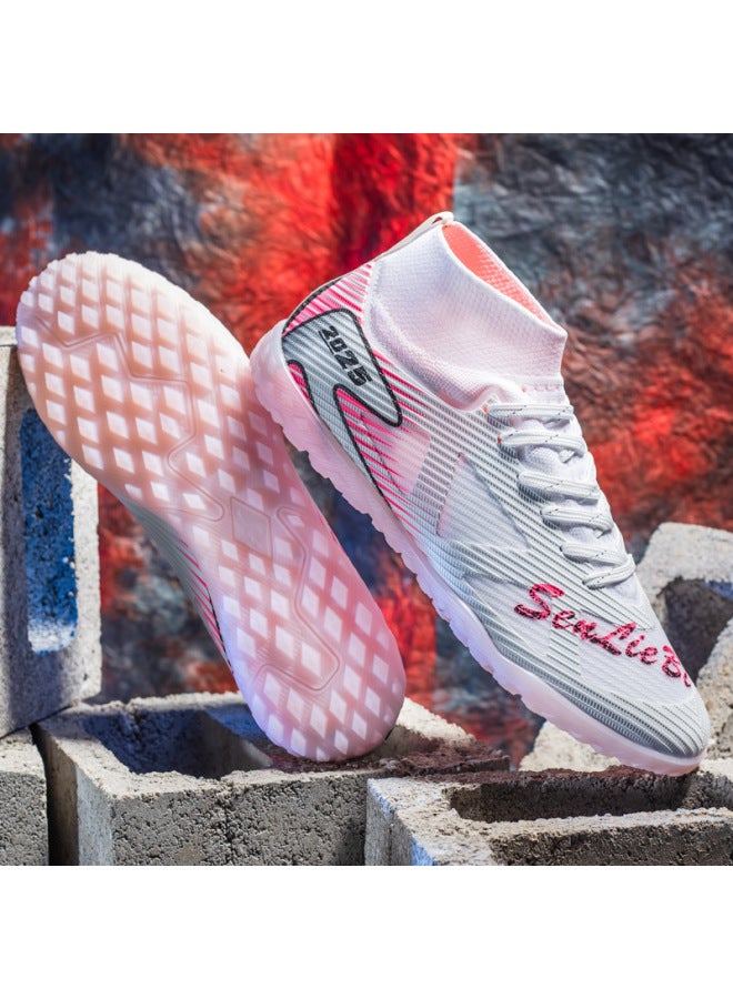 New High-top Soccer Cleats Long Studs Men's And Women's Soccer Shoes Grass Field Student Training Shoes