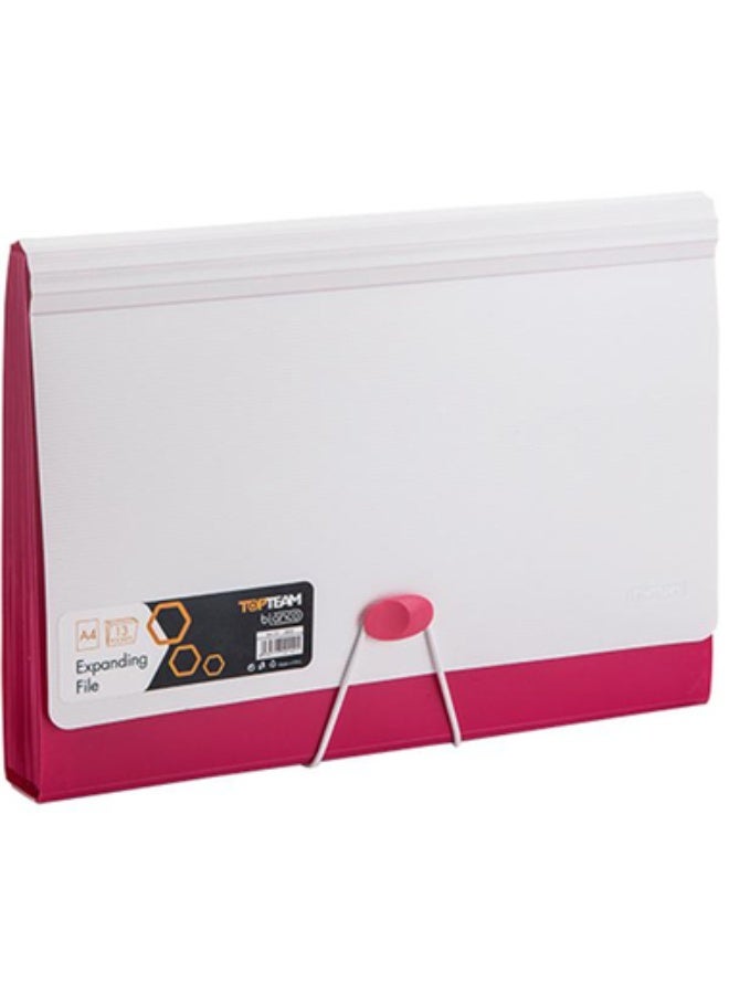 Expanding File with Division A413 Pockets White/Pink