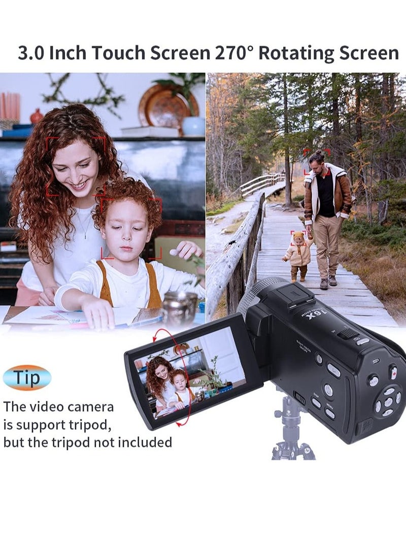 1080P Full HD 16X Digital Zoom Recording Video Camera كاميرا فيديو محمولة مع شاشة LCD قابلة للدوران 3.0 بوصة كحد أقصى. 30 ميجا بيكسل تدعم الرؤية الليلية كشف الوجه وتجميل الوجه