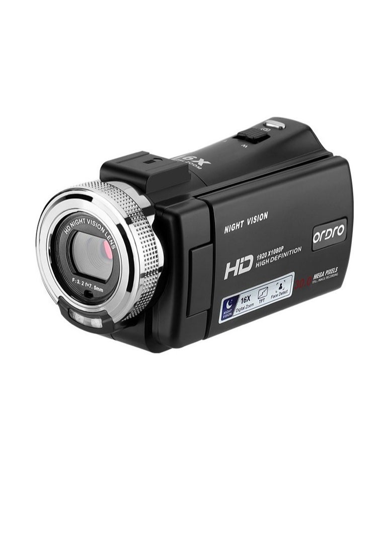 ORDRO 1080P Full HD 16X Digital Zoom Recording Video Camera Portable Camcorder with 3.0 Inch Rotatable LCD Screen Max. 30 Mega Pixels Support Night Vision Face Detection Face Beautification  - Image 2