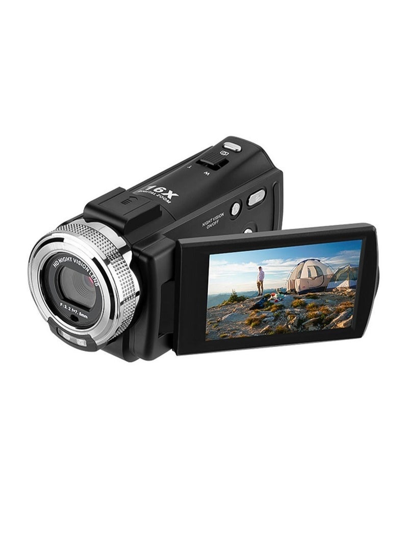 ORDRO 1080P Full HD 16X Digital Zoom Recording Video Camera كاميرا فيديو محمولة مع شاشة LCD قابلة للدوران 3.0 بوصة كحد أقصى. 30 ميجا بيكسل تدعم الرؤية الليلية كشف الوجه وتجميل الوجه - Image 2