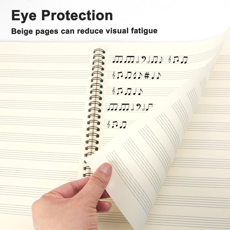 MoHern Blank Sheet Music Notebook, 160 Pages Composition Staff Paper Notebook, Manuscript Paper Notebook, 10 Staves (Music clef notebook) - Image 4