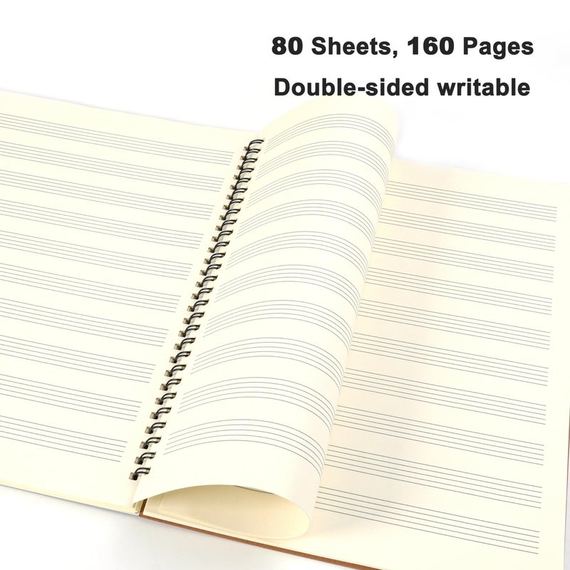 MoHern Blank Sheet Music Notebook, 160 Pages Composition Staff Paper Notebook, Manuscript Paper Notebook, 10 Staves (Music clef notebook) - Image 3