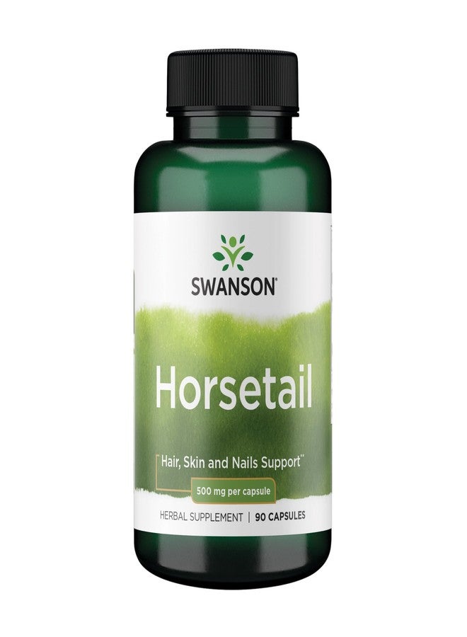 Swanson Horsetail - Herbal Supplement Supporting Healthy Hair, Skin & Nails - Natural Ingredients for Bone Health & Urinary Tract Support - (90 Capsules, 500mg Each) - Image 1