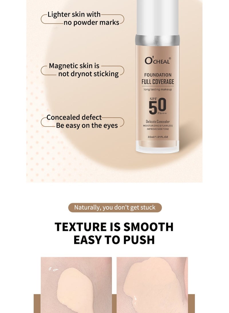OCHEAL Full Coverage Foundation Colour Changing Foundation with SPF 50 Protection Sunscreen, Long Lasting Makeup,  Full Coverage Concealer Cream, Moisturizing and Flawelss - Image 4