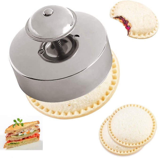 FOODGRADE 304 STAINLESS STEEL SANDWICH SEALER AND CUTTER UNCRUSTABLE SANDWICH MAKERPBJ CUTTER