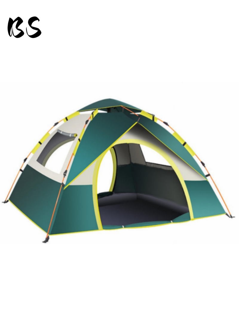 BS 4-5 Person Outdoor Camping Tent | 210D Waterproof Oxford Cloth with Door and Top Cover | Quick and Easy to Set Up | Comes with Storage Bag | Waterproof, Windproof, and Sandproof Pop-Up Tent, Suitable for Camping, Hiking, and Mountaineering. - Image 1