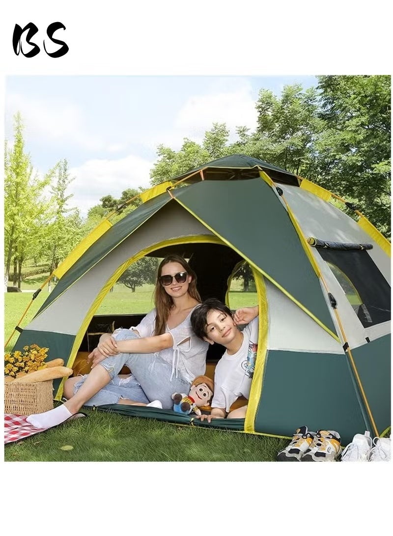 BS 4-5 Person Outdoor Camping Tent | 210D Waterproof Oxford Cloth with Door and Top Cover | Quick and Easy to Set Up | Comes with Storage Bag | Waterproof, Windproof, and Sandproof Pop-Up Tent, Suitable for Camping, Hiking, and Mountaineering. - Image 2