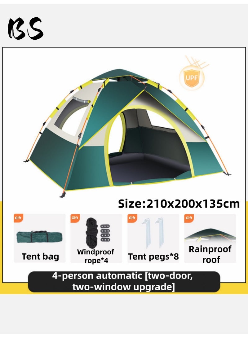 BS 4-5 Person Outdoor Camping Tent | 210D Waterproof Oxford Cloth with Door and Top Cover | Quick and Easy to Set Up | Comes with Storage Bag | Waterproof, Windproof, and Sandproof Pop-Up Tent, Suitable for Camping, Hiking, and Mountaineering. - Image 3