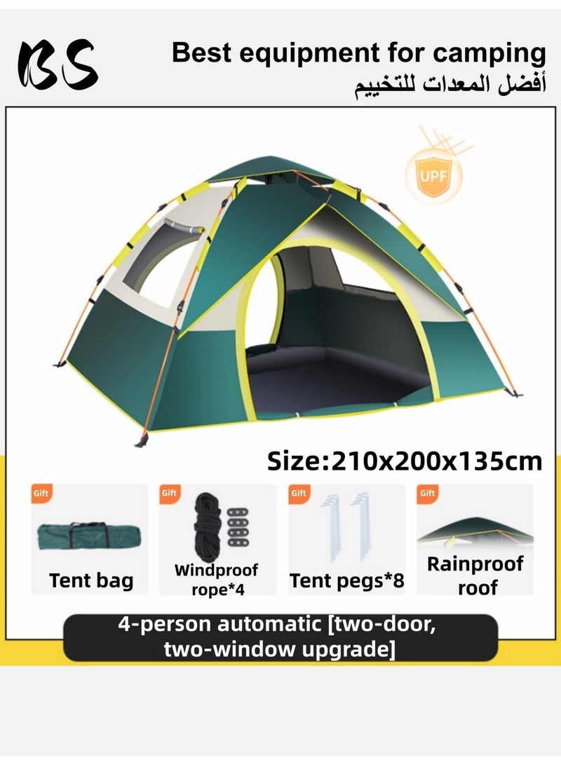 BS 4-5 Person Outdoor Camping Tent | 210D Waterproof Oxford Cloth with Door and Top Cover | Quick and Easy to Set Up | Comes with Storage Bag | Waterproof, Windproof, and Sandproof Pop-Up Tent, Suitable for Camping, Hiking, and Mountaineering. - Image 1