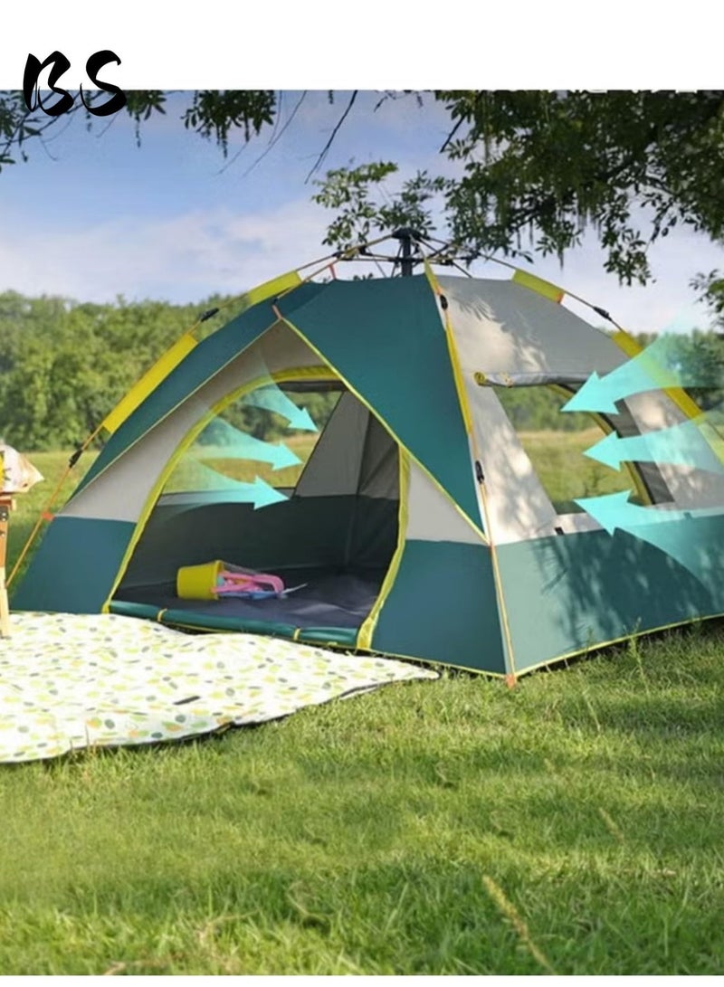 BS 4-5 Person Outdoor Camping Tent | 210D Waterproof Oxford Cloth with Door and Top Cover | Quick and Easy to Set Up | Comes with Storage Bag | Waterproof, Windproof, and Sandproof Pop-Up Tent, Suitable for Camping, Hiking, and Mountaineering. - Image 5