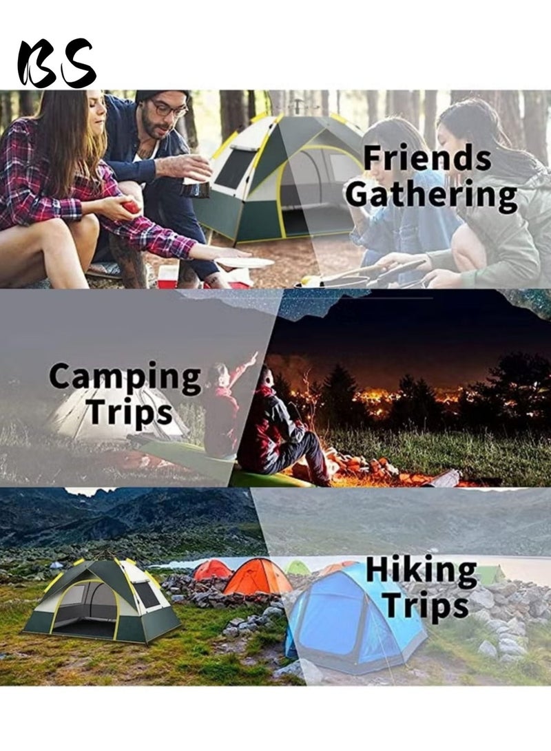 BS 4-5 Person Outdoor Camping Tent | 210D Waterproof Oxford Cloth with Door and Top Cover | Quick and Easy to Set Up | Comes with Storage Bag | Waterproof, Windproof, and Sandproof Pop-Up Tent, Suitable for Camping, Hiking, and Mountaineering. - Image 3