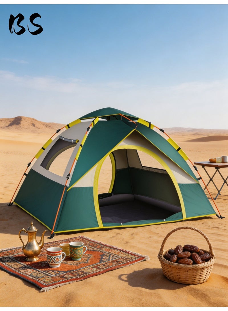 BS Outdoor Camping Tent 4-5 Persons | Family Tent for Ramadan & Eid Al-Fitr | UV Protection Waterproof Windproof Sandproof | 210D Oxford | Pop Up Quick Open with Carry Bag | Ideal for Desert Beach Camping. - Image 1