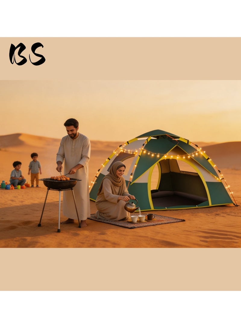 BS Outdoor Camping Tent 4-5 Persons | Family Tent for Ramadan & Eid Al-Fitr | UV Protection Waterproof Windproof Sandproof | 210D Oxford | Pop Up Quick Open with Carry Bag | Ideal for Desert Beach Camping. - Image 3