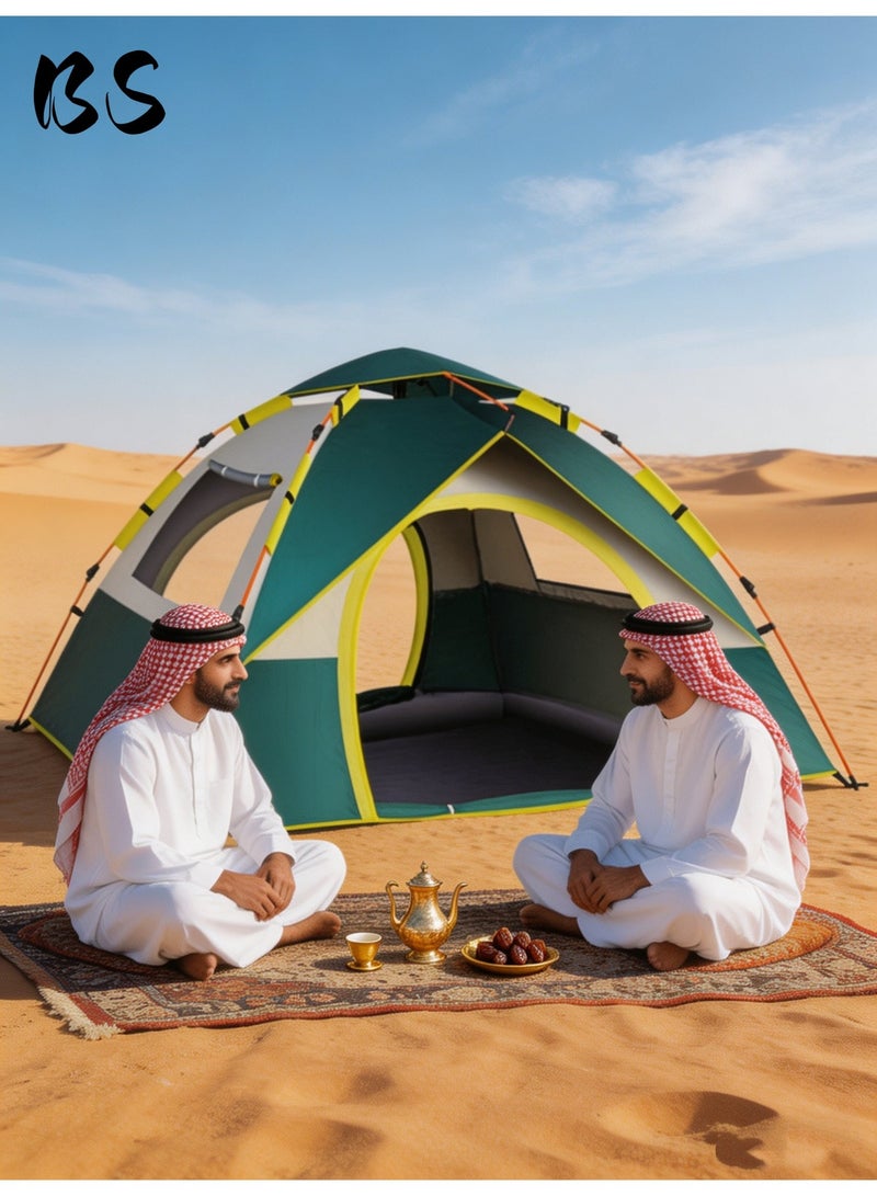 BS Outdoor Camping Tent 4-5 Persons | Family Tent for Ramadan & Eid Al-Fitr | UV Protection Waterproof Windproof Sandproof | 210D Oxford | Pop Up Quick Open with Carry Bag | Ideal for Desert Beach Camping. - Image 4