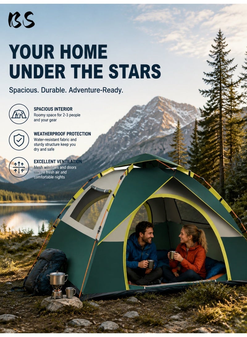 BS Outdoor Camping Tent 4-5 Persons | Family Tent for Ramadan & Eid Al-Fitr | UV Protection Waterproof Windproof Sandproof | 210D Oxford | Pop Up Quick Open with Carry Bag | Ideal for Desert Beach Camping. - Image 3