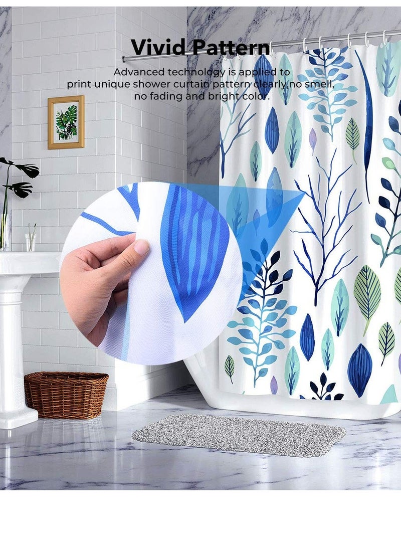 Shower Curtains Floral Curtain Leaf Plants Tropical Waterproof Fabric for Bathroom with 12 Plastic Hooks 72x72 Inch - Image 2