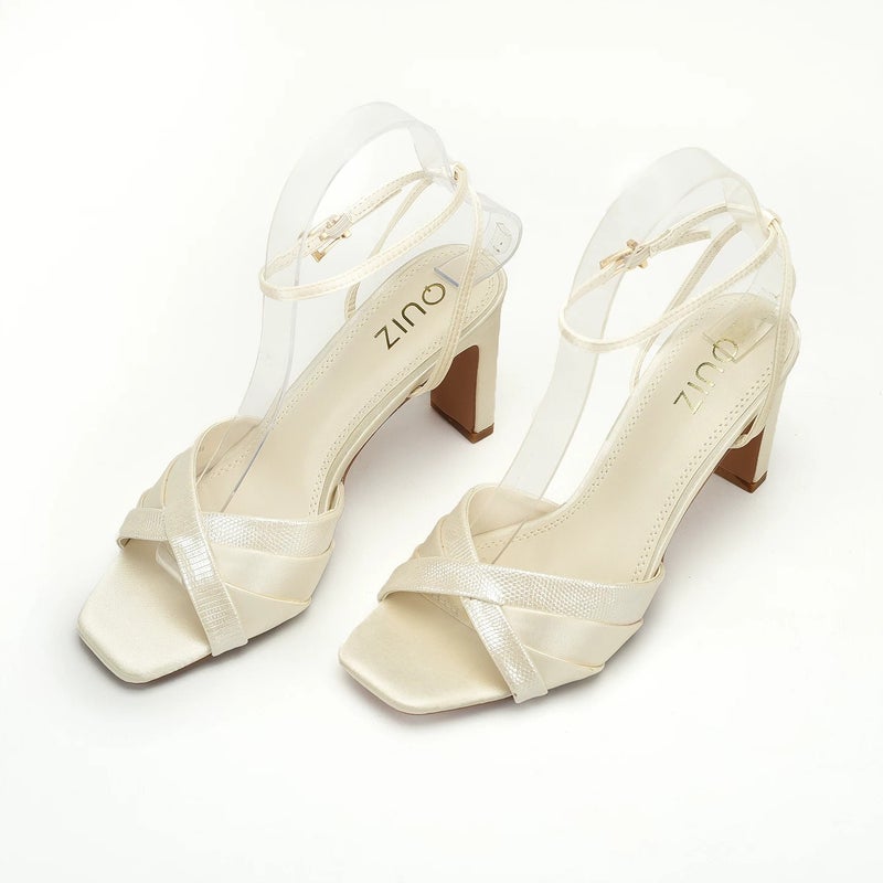 Women's Snakeskin Patchwork Square Toe Block Heel Sandals - Image 2