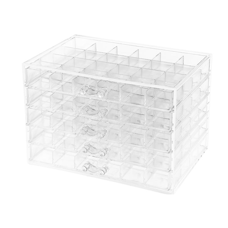 5 Layers Transparent Acrylic Storage Drawer for Nail Polish Art Display Jewelry Cosmetic Decorations 120 Grids Organizers Boxes - Image 1