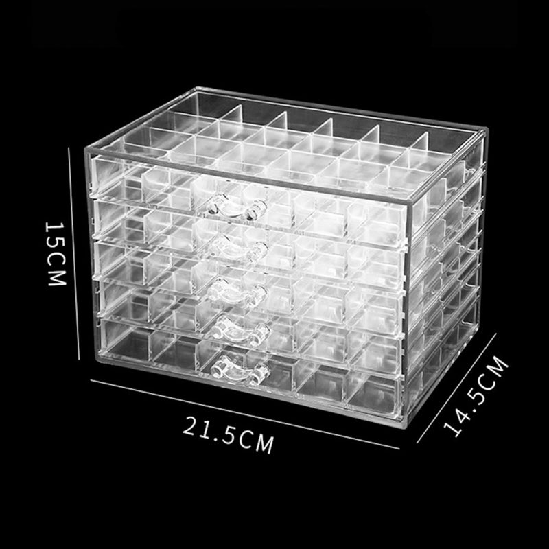5 Layers Transparent Acrylic Storage Drawer for Nail Polish Art Display Jewelry Cosmetic Decorations 120 Grids Organizers Boxes - Image 4