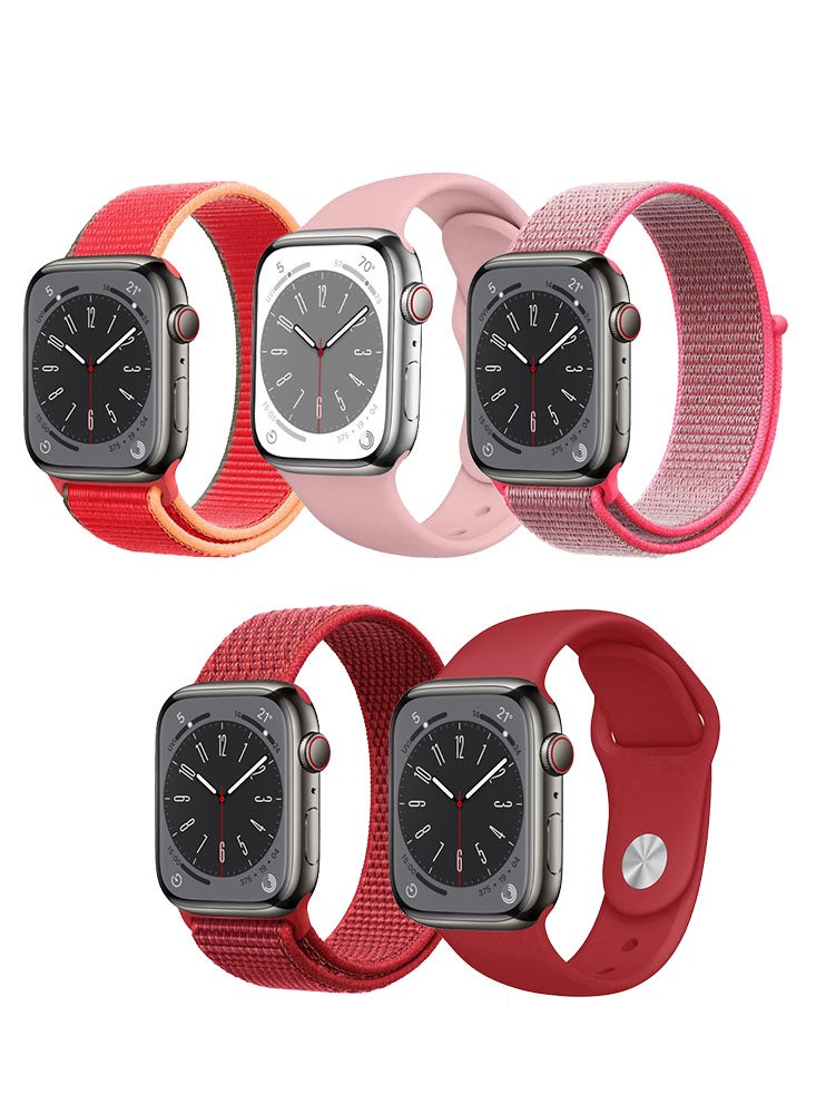 Perfii 5pcs Watch Bands Replacement for Apple Watch Strap Compatible with Apple Watch 42/41/40/38mm Series 10/9/8/7/6/5/4/SE - Image 1