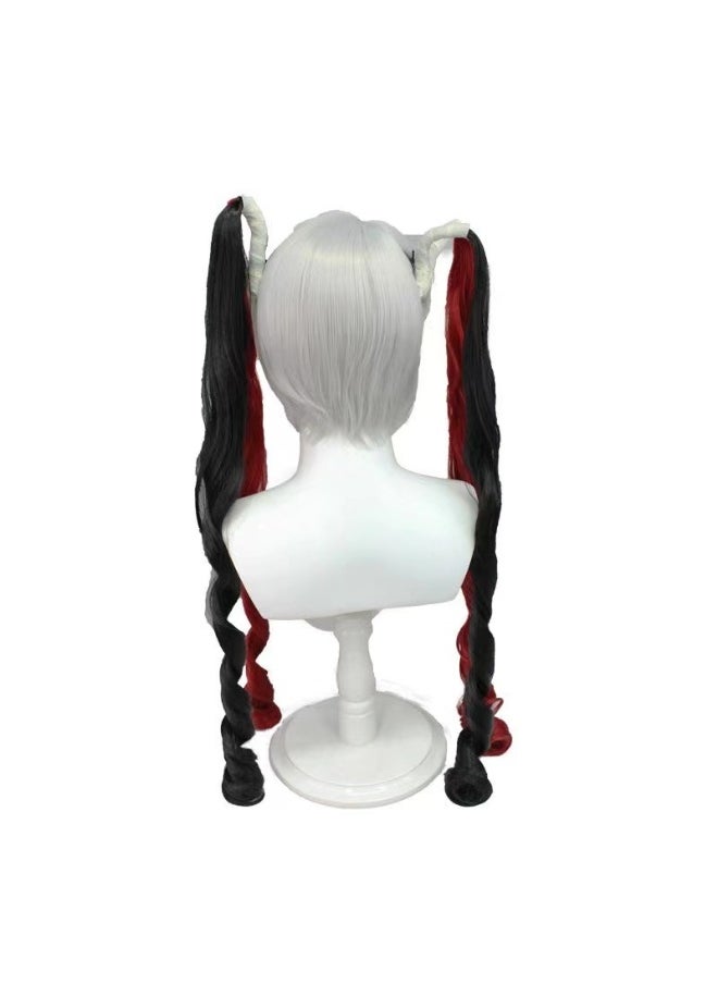 NIBEMINENT - Heavy Dependency Fallen  Super Sauce Cosplay Wig - Dark Red Double Ponytail Wig - Image 1
