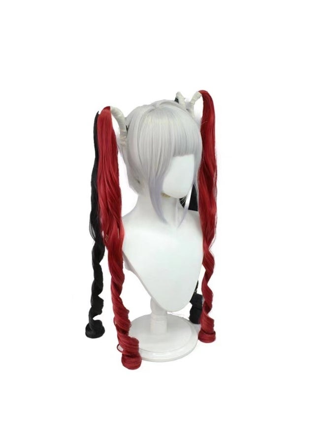 NIBEMINENT - Heavy Dependency Fallen  Super Sauce Cosplay Wig - Dark Red Double Ponytail Wig - Image 1
