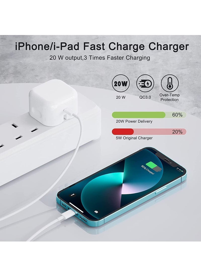 ELTRAZONE - 20W USB C Fast Charger With 1M Cable for iPhone 14/14 Plus/14 Pro/14 Pro Max/13 12 11 X XR XS SE 2020 8 7 6 6S Mini, Pad Pro, USBC PD Wall Charging Plug UK Type C Power Adapter and 3.3FT - Image 1