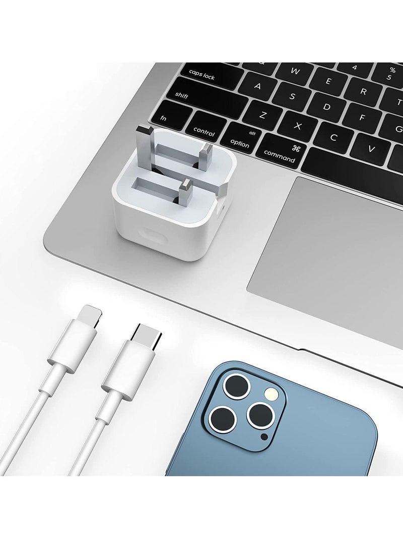 ELTRAZONE - 20W USB C Fast Charger With 1M Cable for iPhone 14/14 Plus/14 Pro/14 Pro Max/13 12 11 X XR XS SE 2020 8 7 6 6S Mini, Pad Pro, USBC PD Wall Charging Plug UK Type C Power Adapter and 3.3FT - Image 1