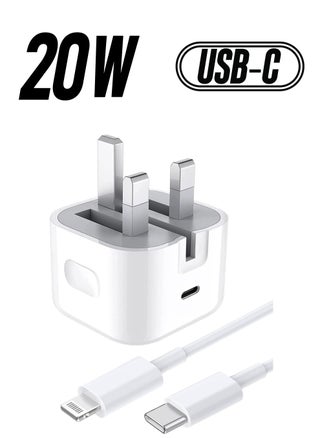 20W USB C Fast Charger With 1M Cable for iPhone 14/14 Plus/14 Pro/14 Pro Max/13 12 11 X XR XS SE 2020 8 7 6 6S Mini, Pad Pro, USBC PD Wall Charging Plug UK Type C Power Adapter and 3.3FT - pzsku/Z69BA3CE90AF93FFEC4B9Z/45/_/1738233483/0710d565-cb0f-4d33-bc95-0b114f76523d
