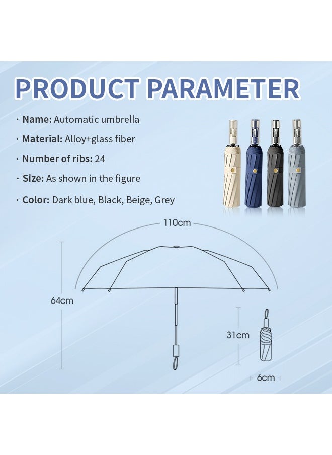 Beauenty - 24-Rib Automatic Umbrella,Strong, Windproof and UV50+ for Year-Round Use Ideal for Protecting Yourself in both Heavy Rain and Scorching Sun - Image 1