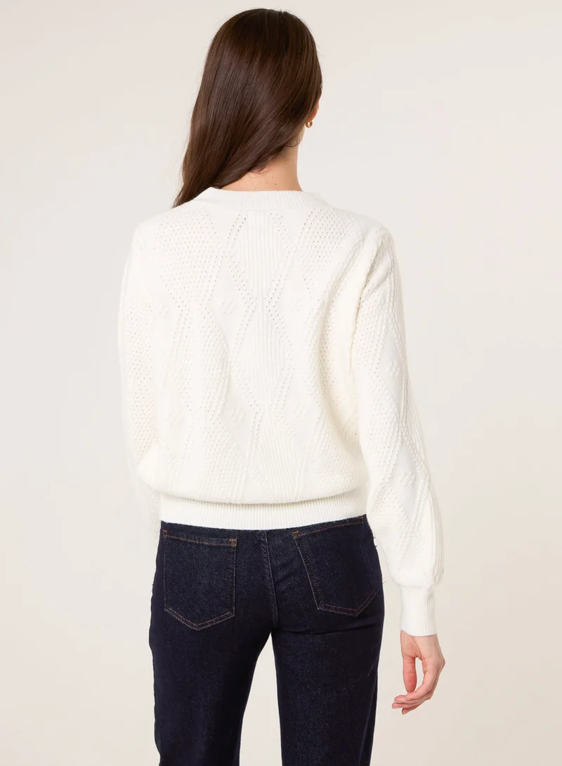 Blue Vanilla Argyle Texture Knit Jumper