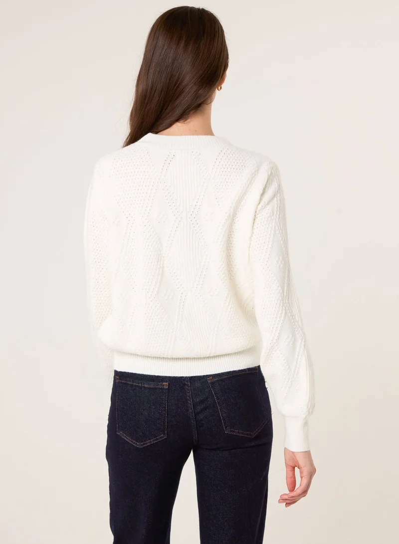 Blue Vanilla Argyle Texture Knit Jumper