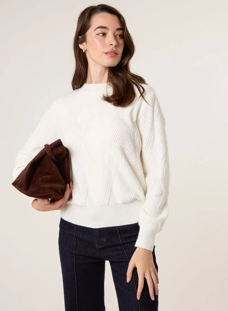 Blue Vanilla Argyle Texture Knit Jumper