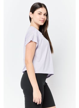 Adidas Women Sportwear Fit Quickburn Training T-Shirt, Lilac  - Image 3