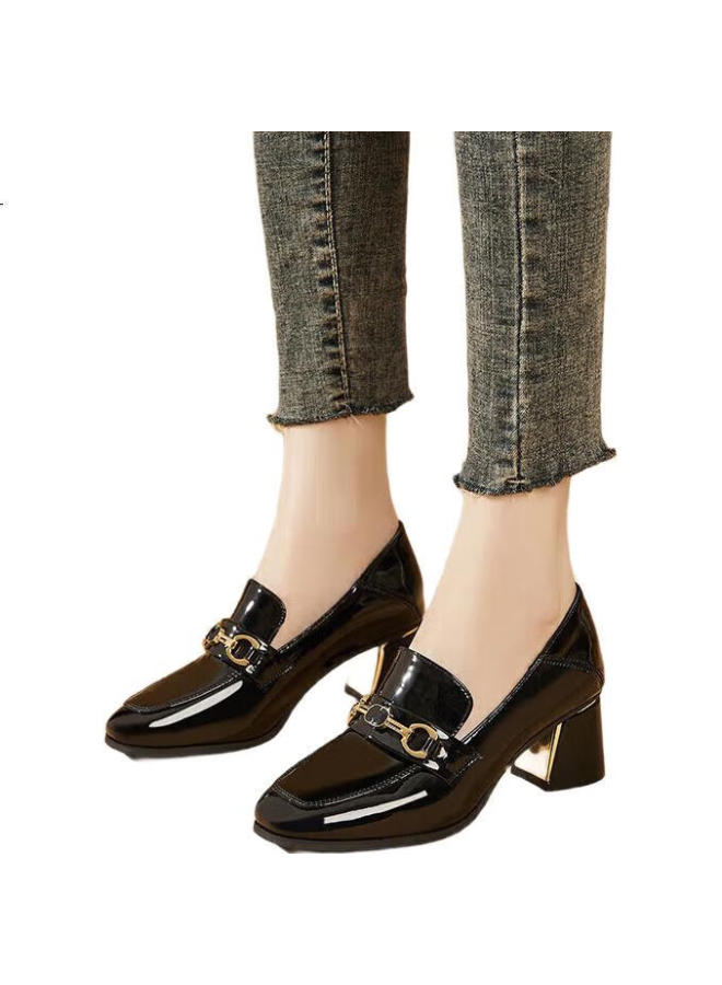 Daphne Women'S British Style Chunky Heel Pumps Office Work Business Commute Loafers Women'S Shoes 4622404049 Black 35 - Image 2