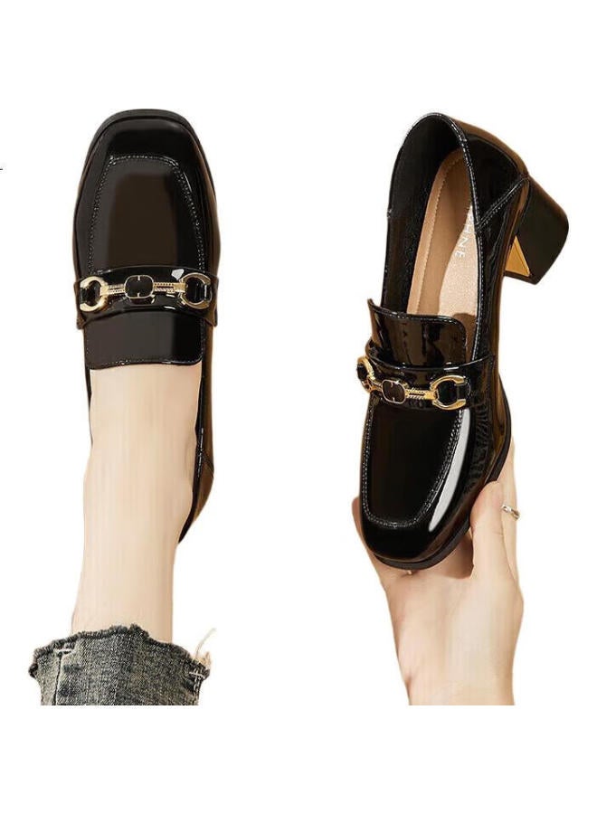 Daphne Women'S British Style Chunky Heel Pumps Office Work Business Commute Loafers Women'S Shoes 4622404049 Black 35 - Image 3